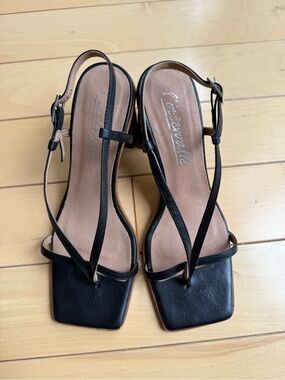 L’intervalle Black Leather Slingback Sandals - Classic Women's Heels 37